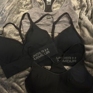 Nike and Under Armour Black and Gray Sports Bras. Womens small. Like new.
